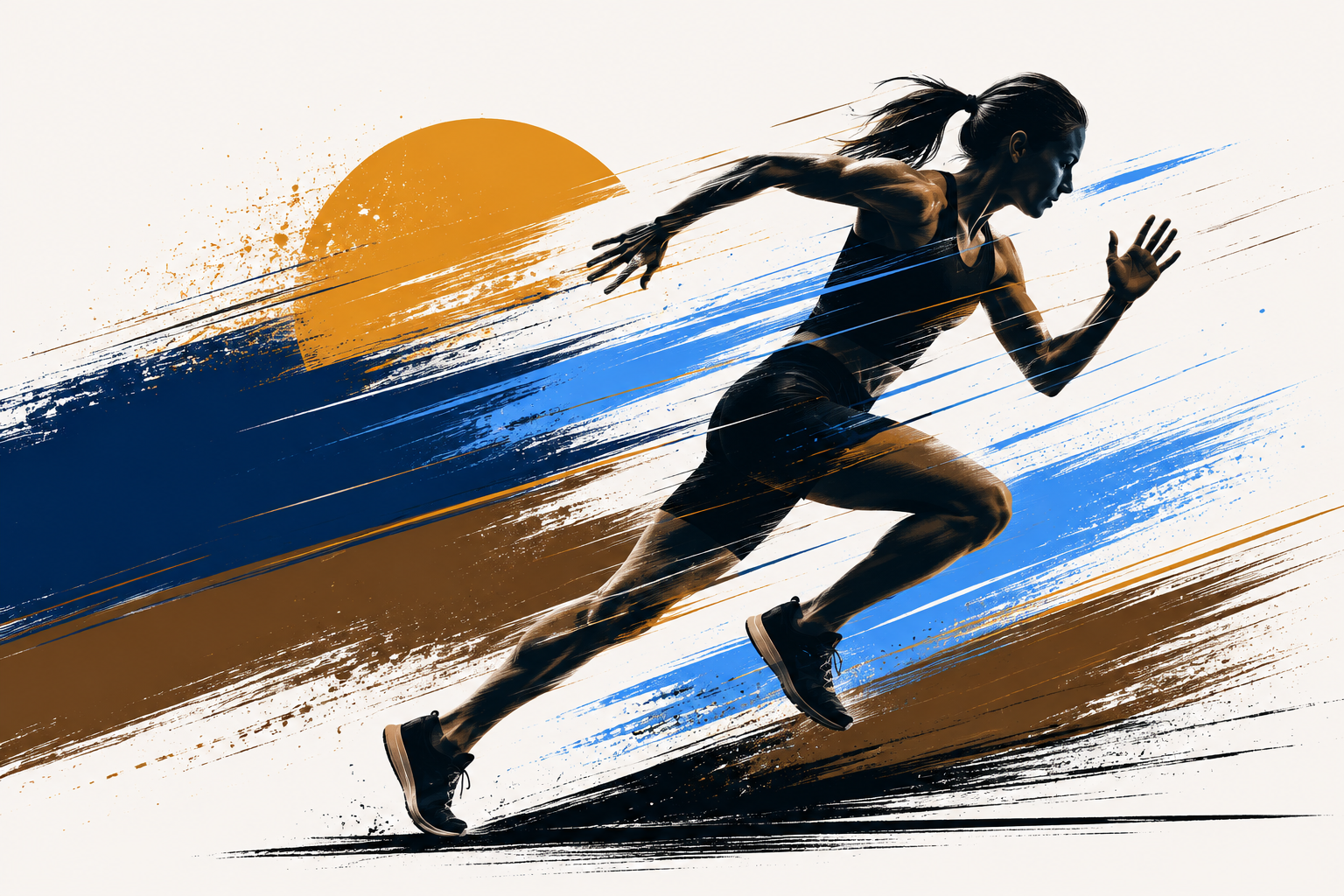 Athlete mid-stride, illustrated